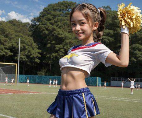 Beautiful AI generated Asian college girls posing seductively in public - #7