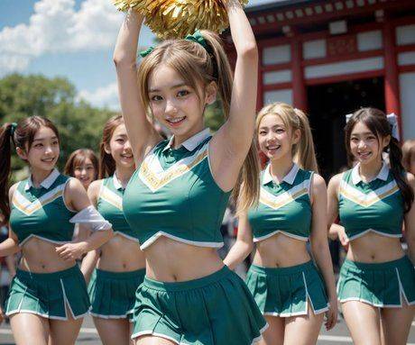 Beautiful AI generated Asian college girls posing seductively in public - #5