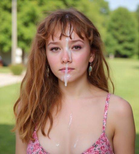 AI generated redhead poses while dressed and totally naked as well - #6