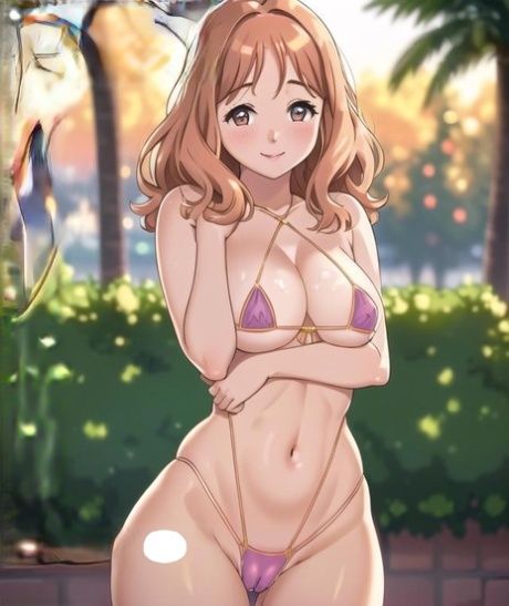 Busty AI generated anime slut posing and riding a toy in public - #18