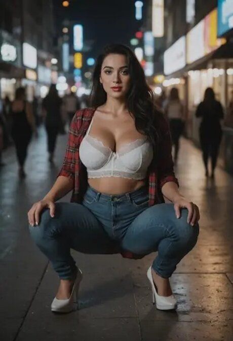 Curvy model flaunts her big boobs in an AI generated outdoor compilation - #4