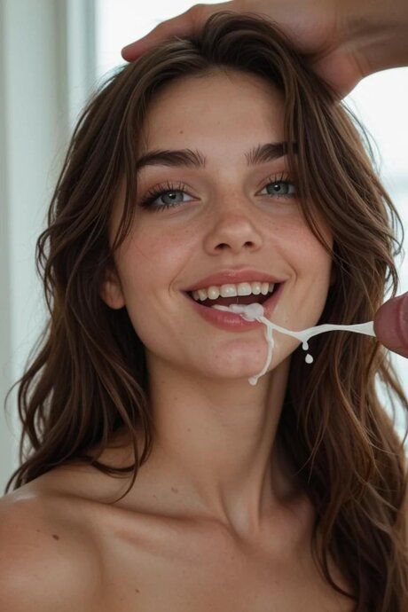 Pretty brunette model rides a big dick and takes a facial in a bar - #3