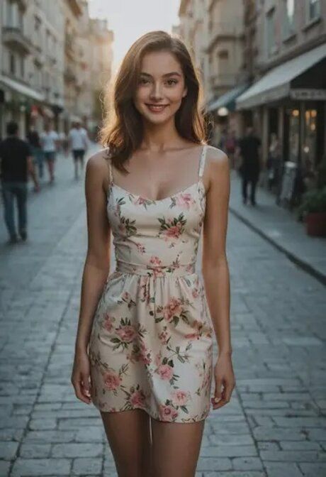Skinny AI generated beauty Alexis Lexi posing in her solo public compilation - #10
