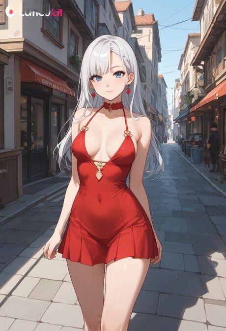 Hot anime girl gets naked while out in public with her wrists cuffed - #2