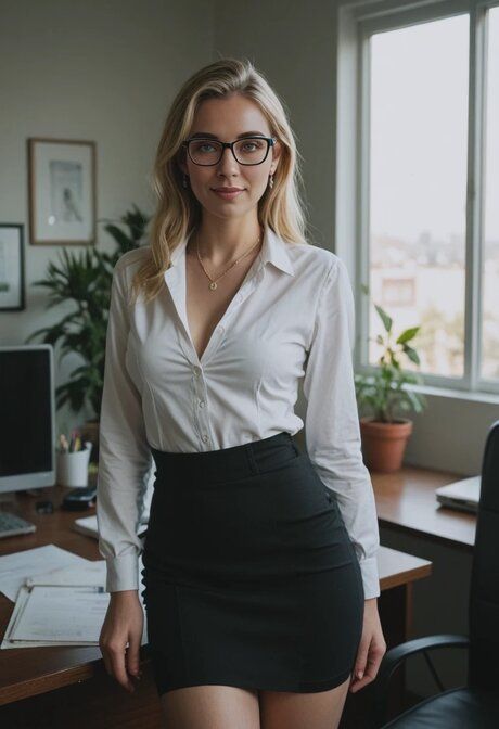 Sexy AI generated blonde office worker has POV sex while wearing glasses - #2