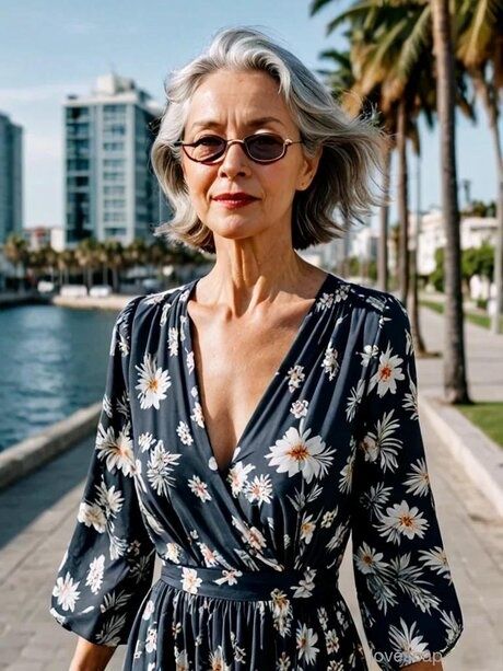 Gorgeous AI generated granny Betty Graham poses in her hot outfits outdoors - #5