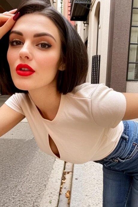 AI generated babe with red lipstick Lin Wei poses in her solo compilation - #10