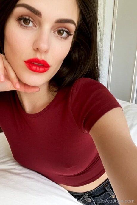 AI generated babe with red lipstick Lin Wei poses in her solo compilation - #11