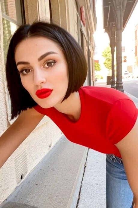AI generated babe with red lipstick Lin Wei poses in her solo compilation - #4