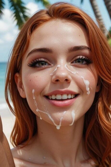 Pretty AI generated ginger Olivia sucks & fucks a dick on the beach - #10