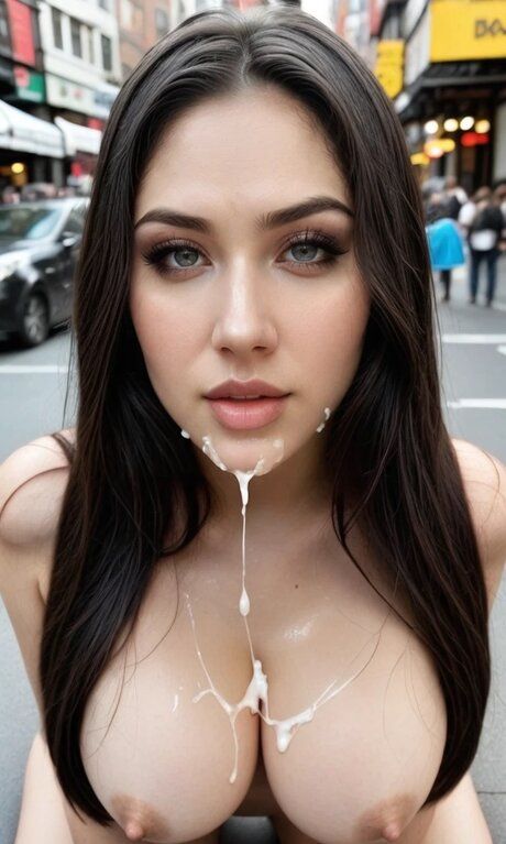 Brunette bombshell Calista Turner fucks a dick in AI generated public action - #1