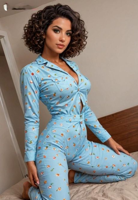 AI generated babe Claire flaunts her hot curvaceous body in the bedroom - #3