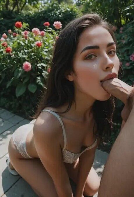AI generated beauty Sandra Sciacchi gets her holes fucked in the garden - #1