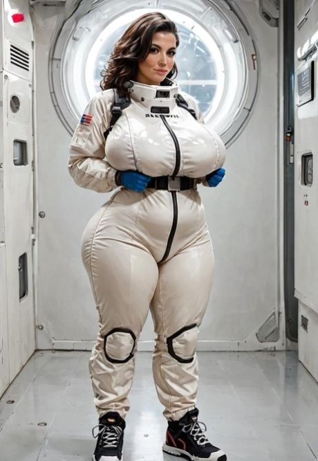 AI generated brunette Millie Morgan displays her amazing curves in the space - #8