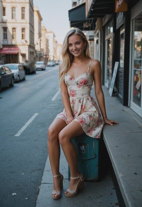AI generated blonde beauty has sex on a public street after going nude - #3