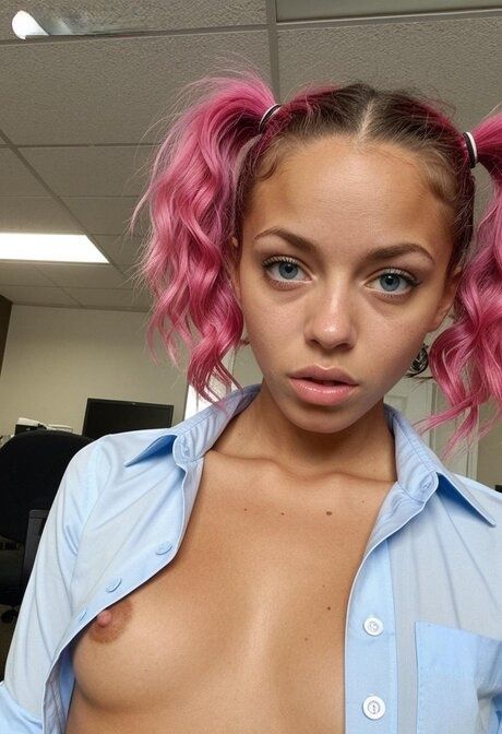 Sweet pink haired AI cutie Chloe rides a fat boner at her workplace - #8