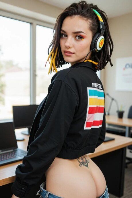 AI-generated girl with dreads has her horny vagina and twat fucked at work - #1