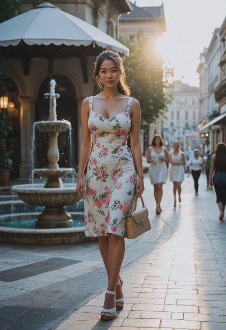 AI generated Asian chick has straight and lesbian sex on a public street - #3