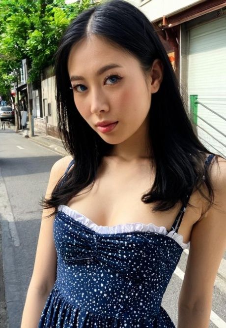 Asian AI generated babe Shirley posing seductively in her public compilation - #9