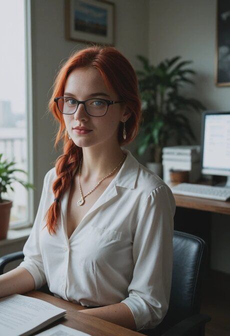 Nerdy AI generated beauty Julie Barnes shows her sex skills in a compilation - #9