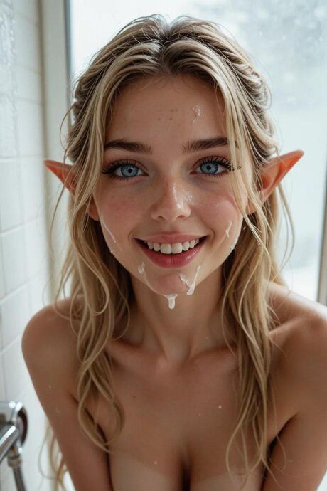 Thin AI generated blonde with blue eyes has hardcore POV sex in a bathroom - #10