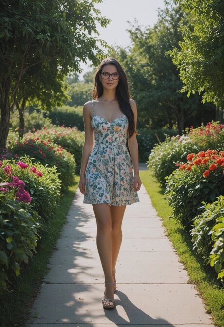 Nerdy babe Saraphina Nox sucks & fucks a dick in AI generated garden action - #1