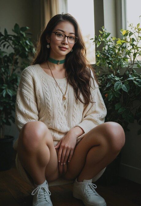 AI generated Asian girl poses solo and has POV sex in a bedroom as well - #2
