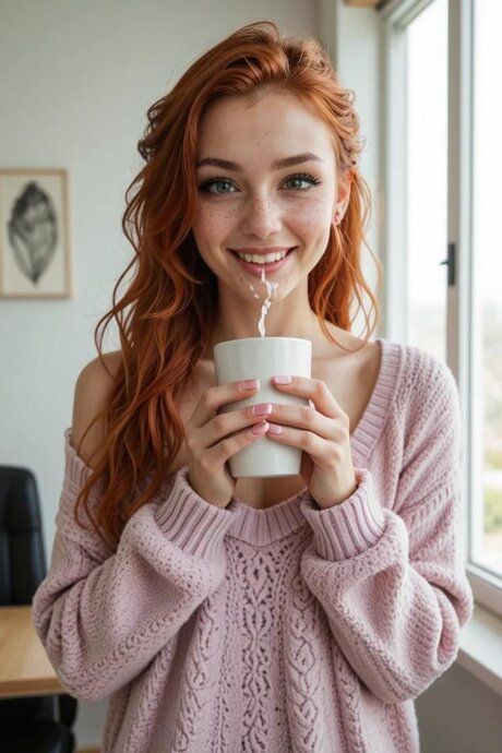 Redheaded AI generated teen poses & fucks in her hot office compilation - #8