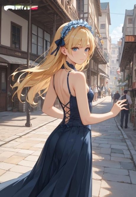 Thin AI generated blonde girl with big eyes poses nude and in clothing - #6