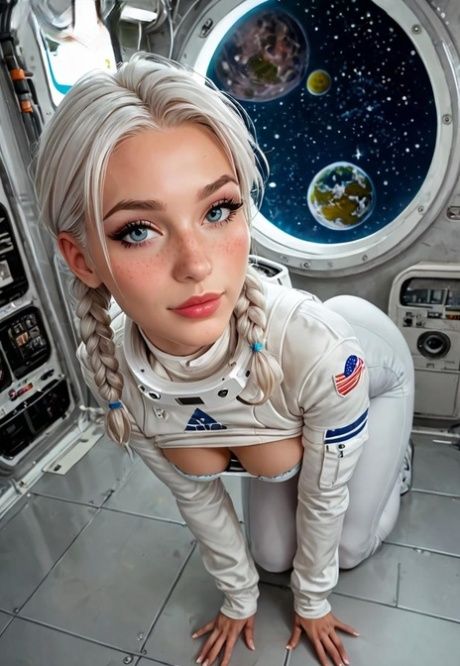 Blonde AI generated teen Destiny Rose shows her big booty in the space - #1