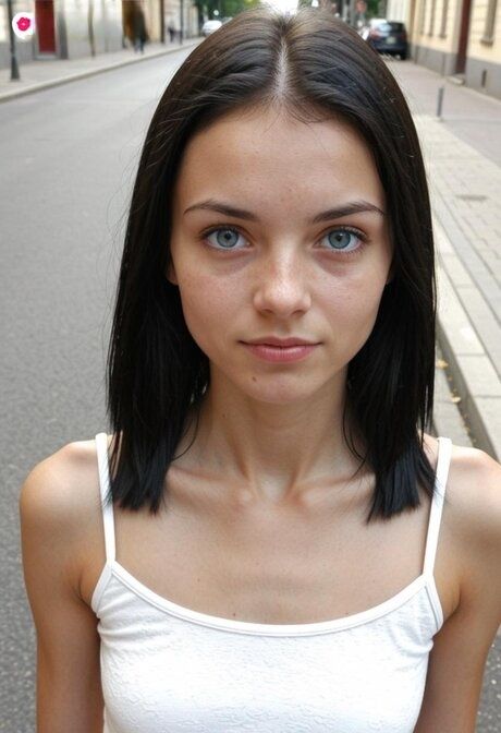 Hot brunette with striking eyes and a slender figure models for the camera - #8