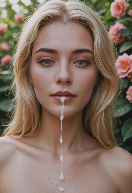 AI generated blonde beauty does anal during POV sex in a flower garden - #7