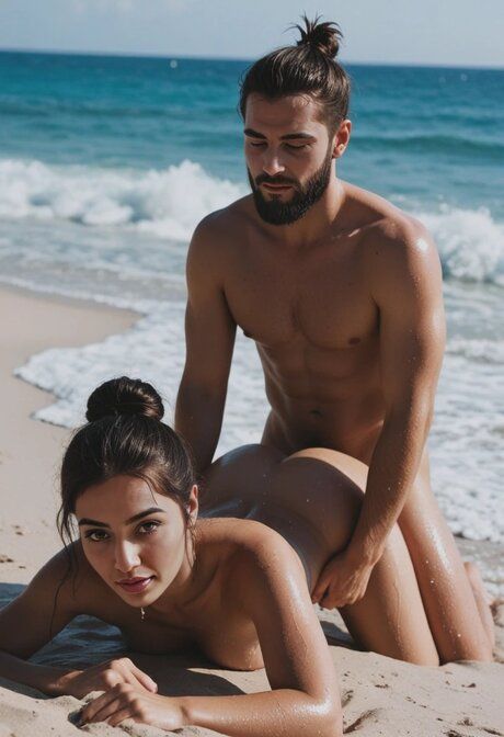 Pretty AI generated model flaunts her big tits and gets fucked at the beach - #2