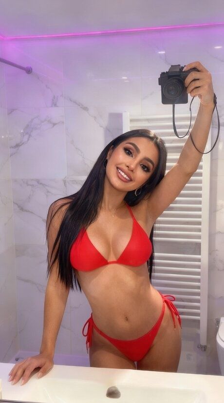 Brunette model takes selfies while sporting a variety of lingerie - #11