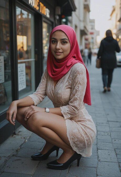 AI generated woman sports a hijab while having sex on a city street - #3