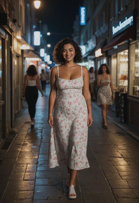 AI generated brunette has sex on a public street while totally naked - #10