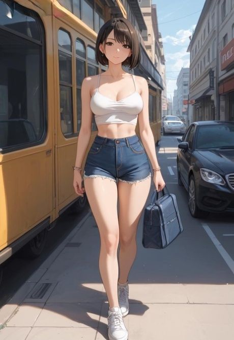 AI generated Asian girl with big tits goes nude on a street and in a car - #4