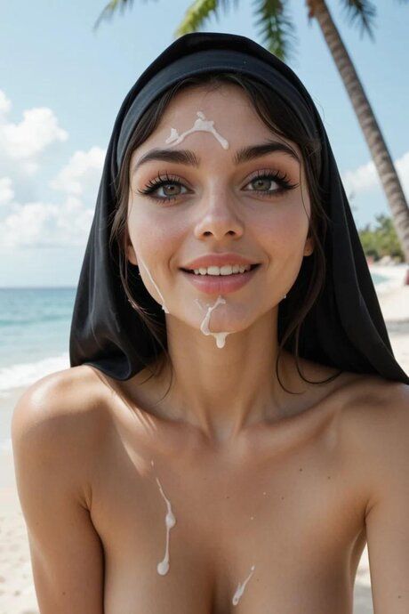 Pretty AI generated girl has hardcore POV sex at the beach in a veil - #9