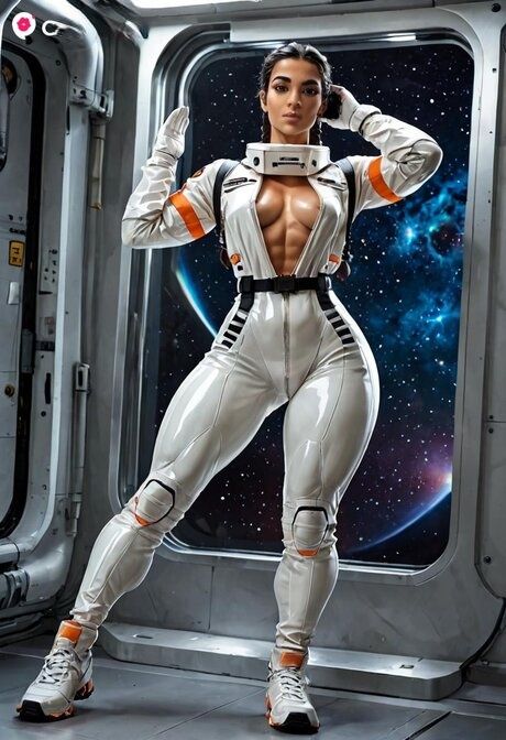 Supermodel AI Olivia poses in athletic wear inside a space station - #7