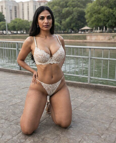 Indian granny gets completely naked while out for a walk by a river - #8