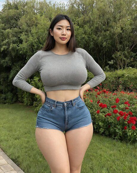 AI created Asian girl with a big butt and hooters takes off all her clothes - #1