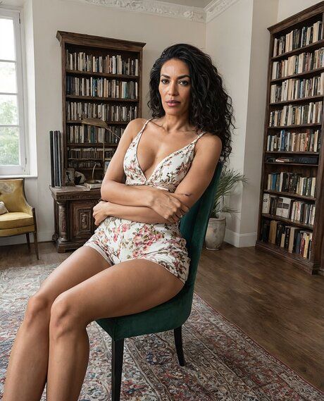 Athletic brunette strips down to her birthday suit in a library - #4