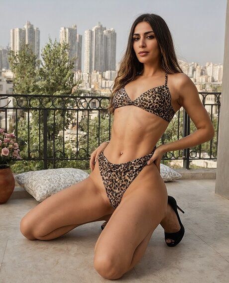 Hot female model poses in a dress before donning a sexy bodystocking - #5