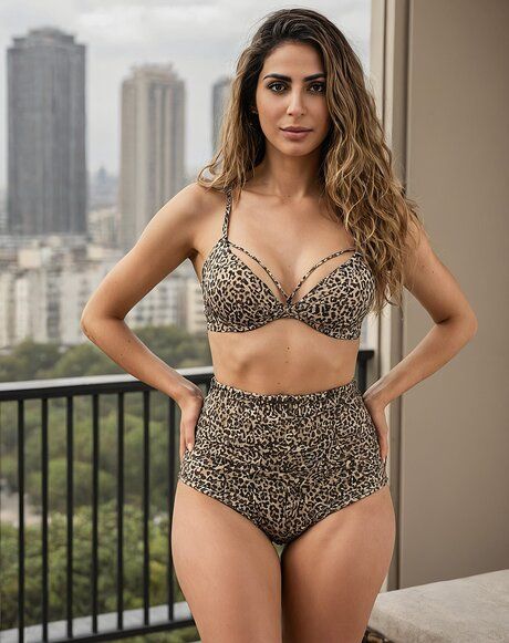 Hot female model poses in a dress before donning a sexy bodystocking - #6