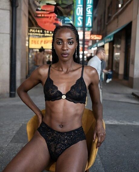 Beautiful African girl strips to her birthday suit on a downtown street - #5