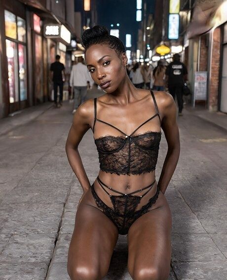 Beautiful African girl strips to her birthday suit on a downtown street - #7