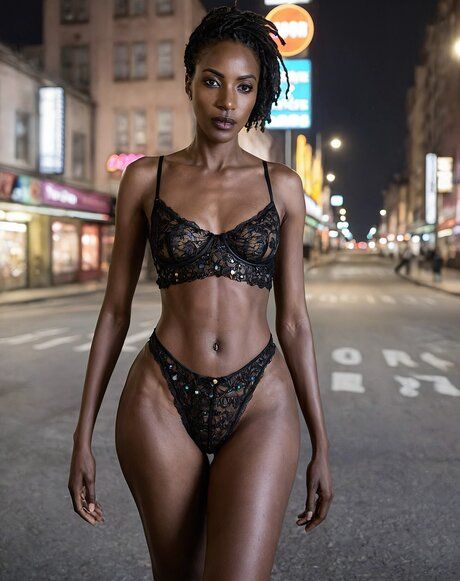 Beautiful African girl strips to her birthday suit on a downtown street - #6