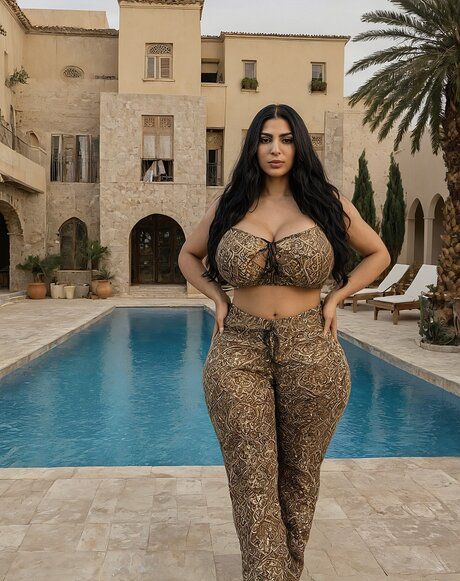 Dark-haired chick with large boobs models naked while at a resort - #7