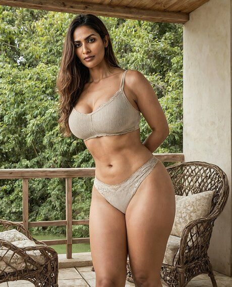 Indian solo model with a great figure struts naked on a backyard patio - #5