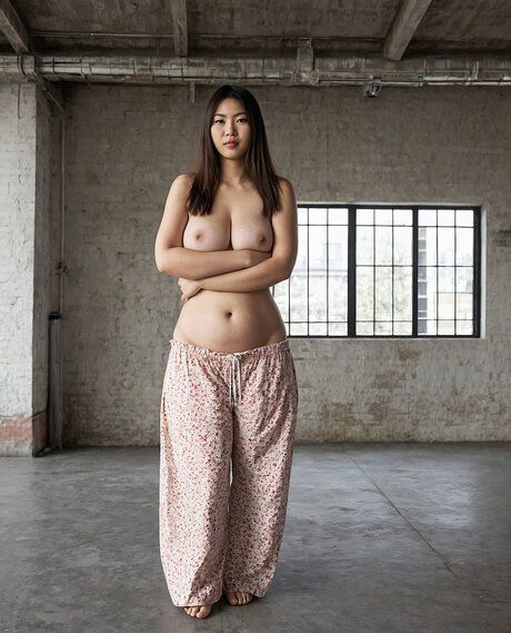 Solo girl poses topless in a dilapidated warehouse before getting totally naked - #4
